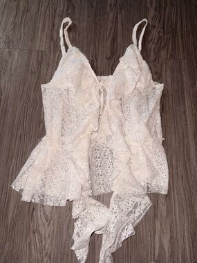 Lace Ruffle Cami Top in Ivory